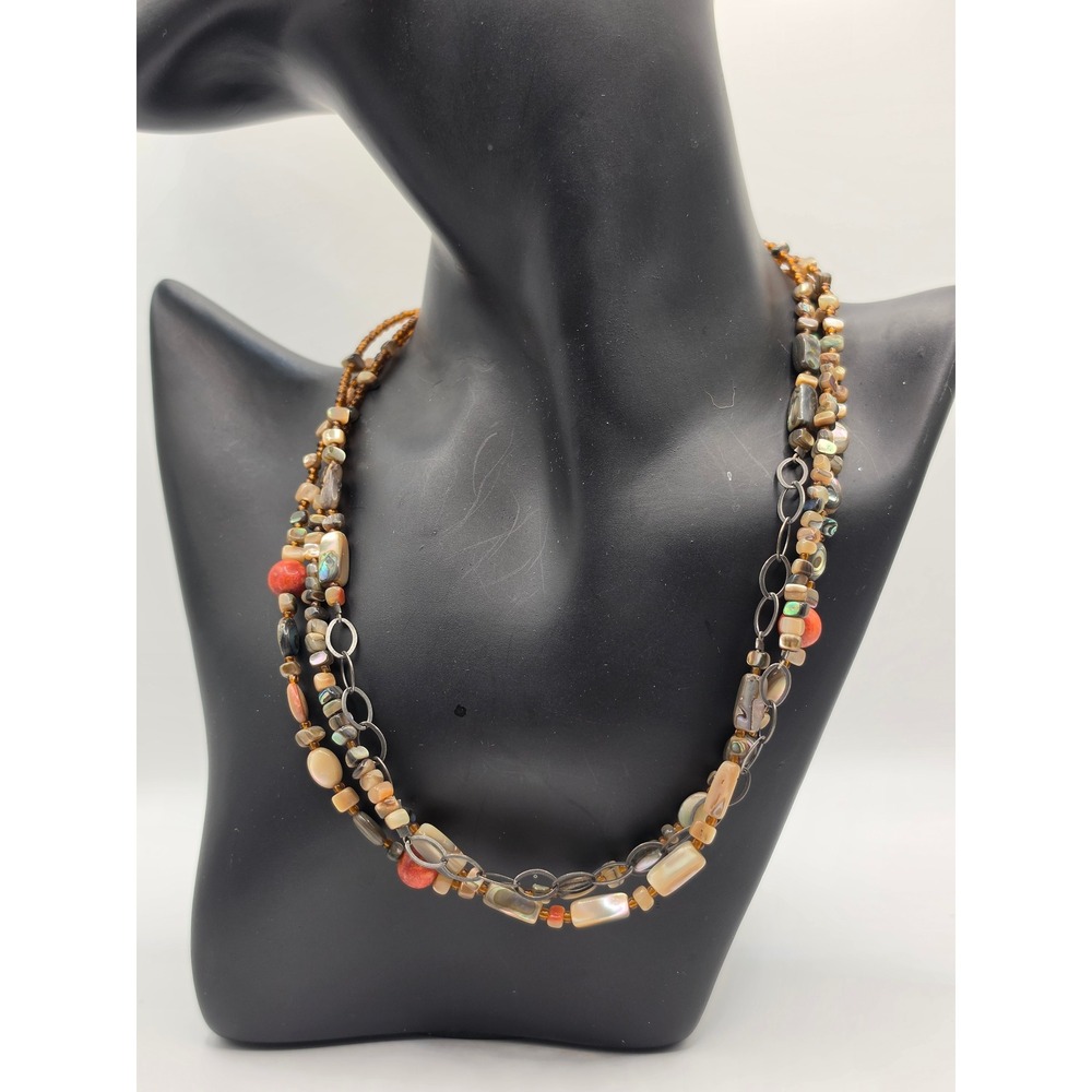 Silpada Sterling Silver Abalone Mother of Pearl Coral Fiesta‎ Fun Necklace N1253